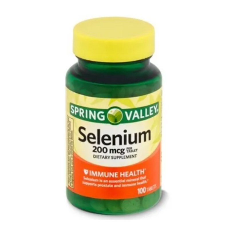 Selenio 200 Mcg Spring Valley 100 tabletas Anticancerigeno Antioxidante 