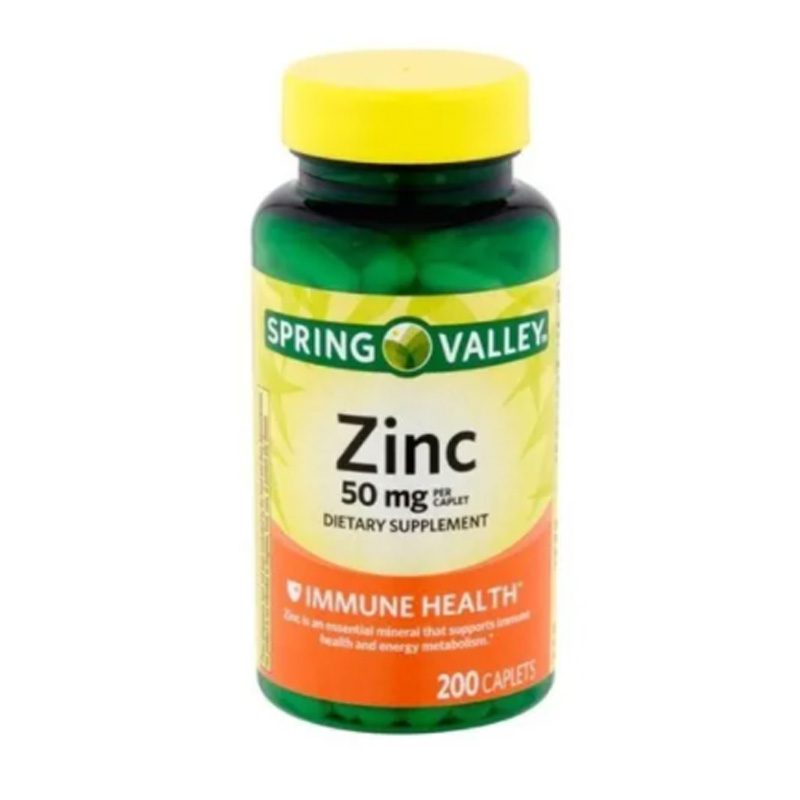 Zinc 50mg Spring Valley 200 tabletas Alta Potencia Inmunidad Piel 