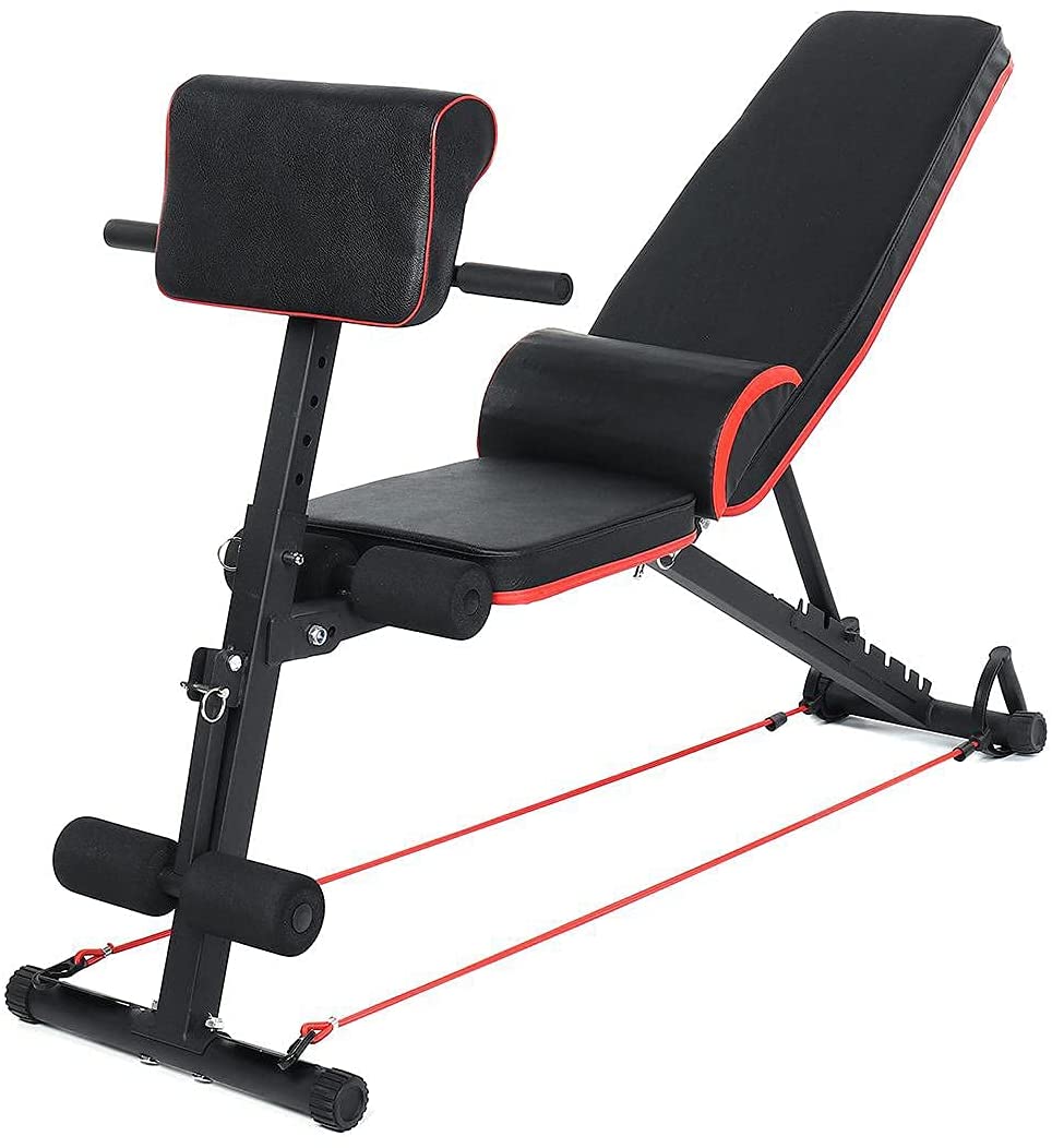 Banco para ejercicio multifuncional ajustable para entrenamiento de cuerpo completo con diseño plegable para el hogar multi-posiciones gym para pesas y mas..