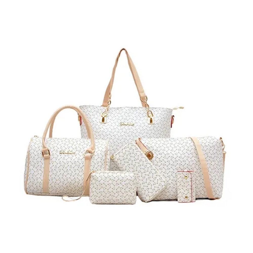 Set 6 Bolsas Mujer Cartera Estampada Moda Dama Cosmetiquera