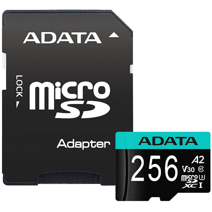 Memoria MicroSD Adata Premier Pro 256GB SDXC UHS-I U3 V30 Clase 10 A2 Con Adaptador AUSDX256GUI3V30SA2-RA1