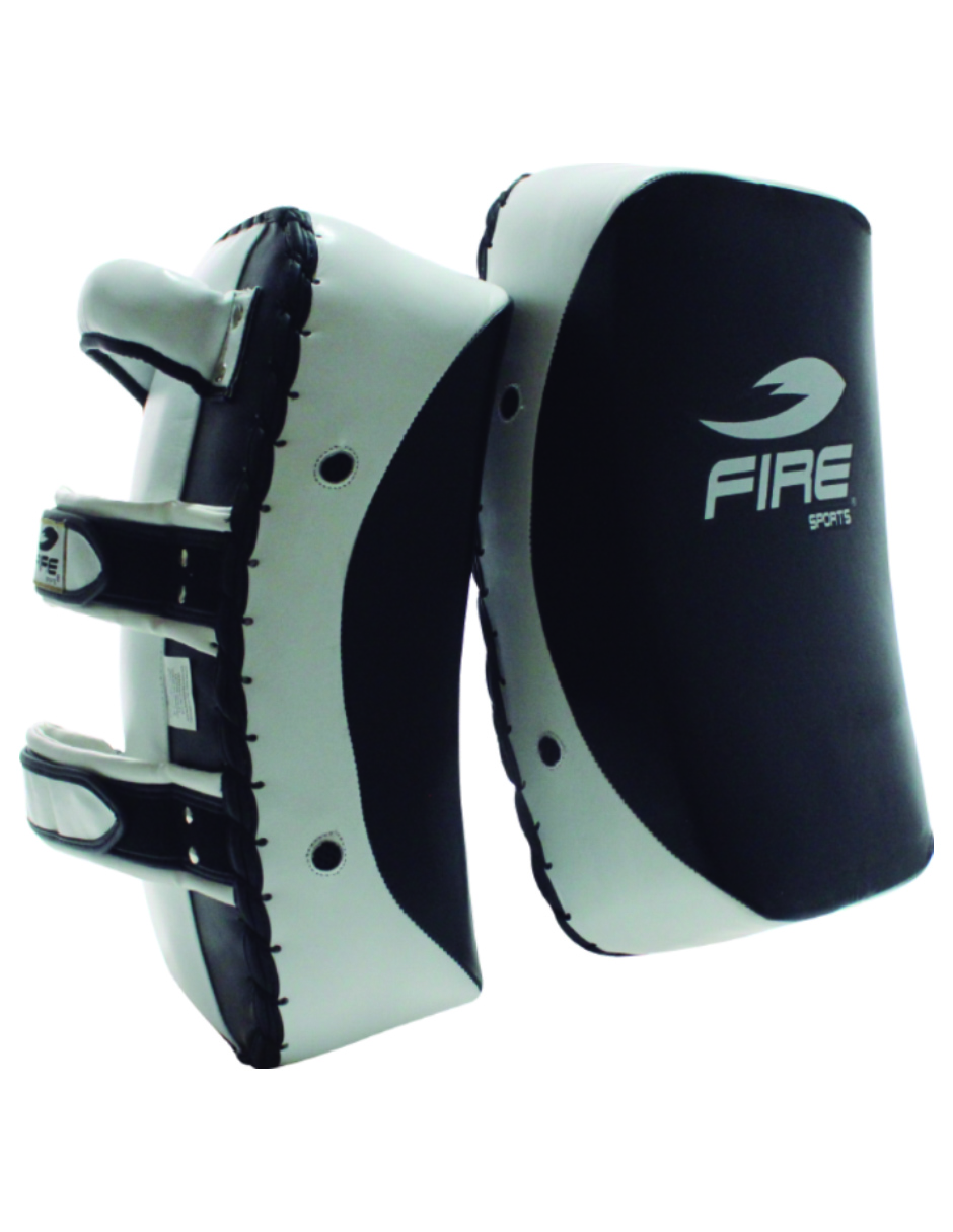 Par de Thai Pad curvo de piel Fire Sports Blanco/Negro