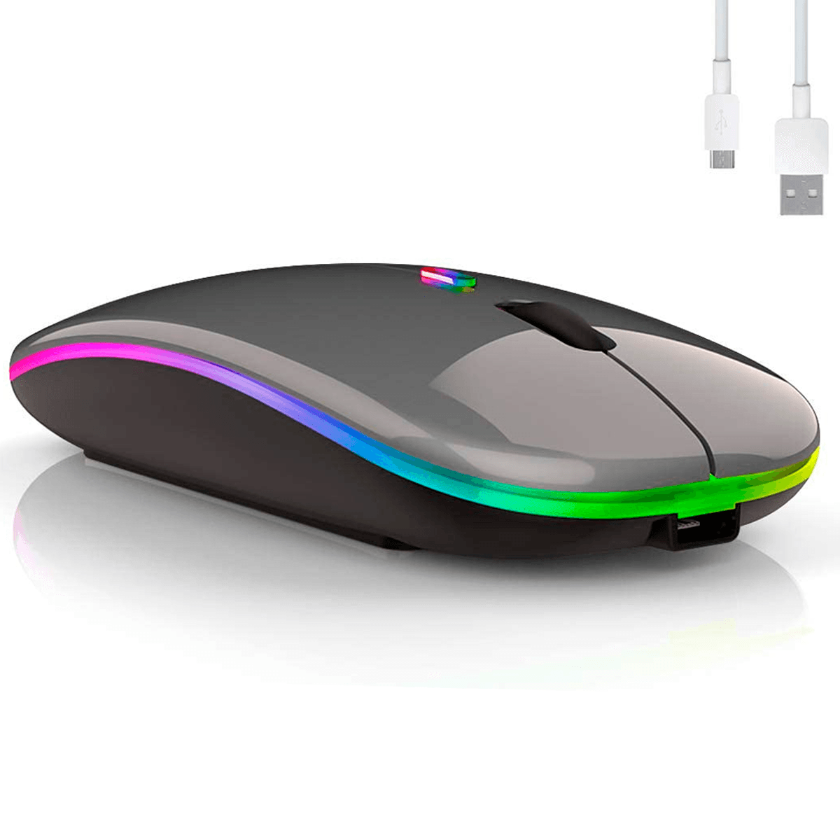 Mouse Inalámbrico, Ratón Recargable Wireless 2.4G Ergonómico óptico Silencioso Click con Receptor USB