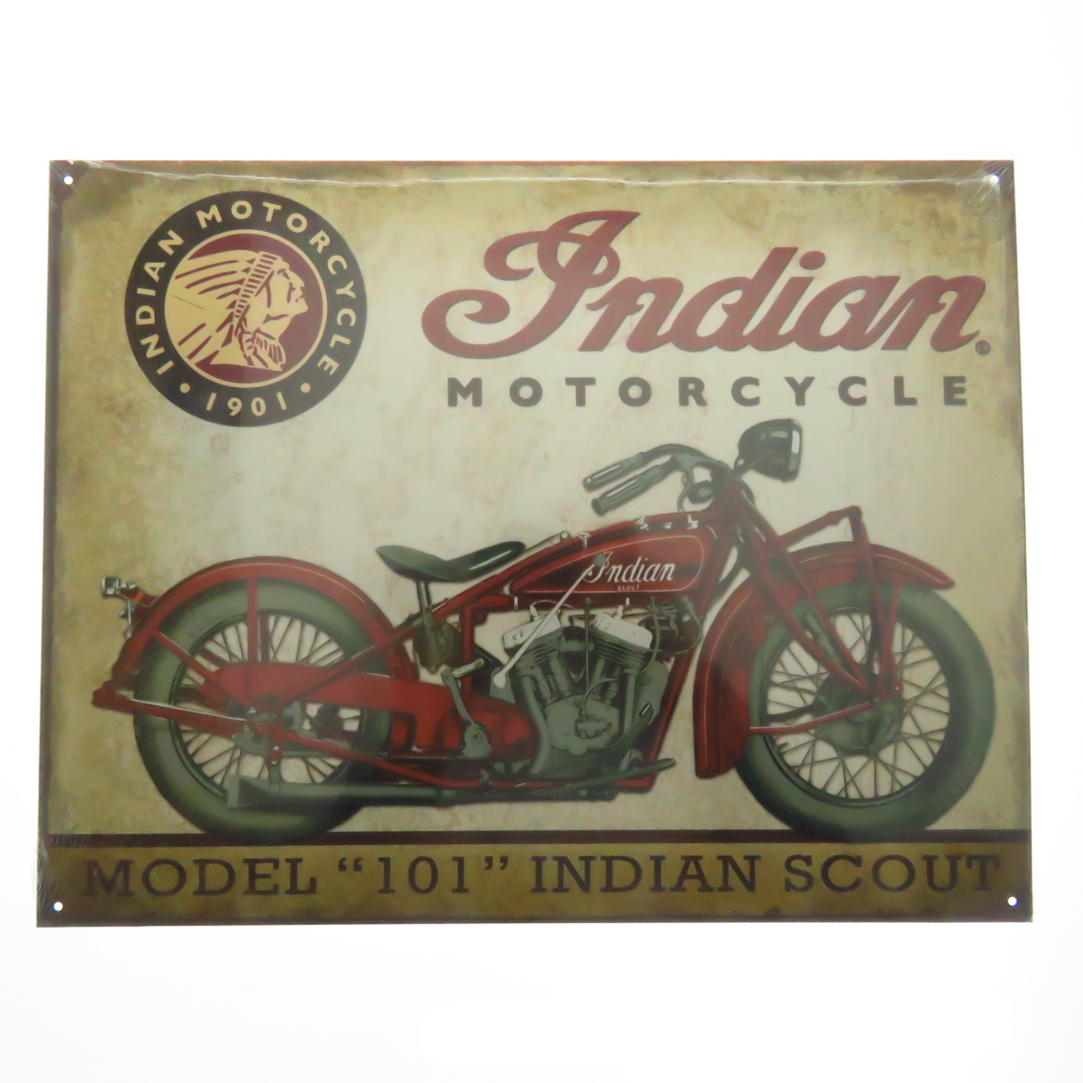 Tsn1933 Letrero Lamina Decorativa Indian Scout Motorcycle.