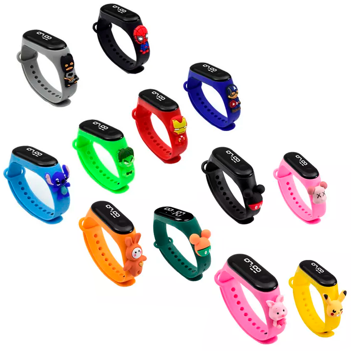 Band Watch para niños Reloj Led Digital Para Niños Personajes De Dibujos Animados Reloj De Pulsera .