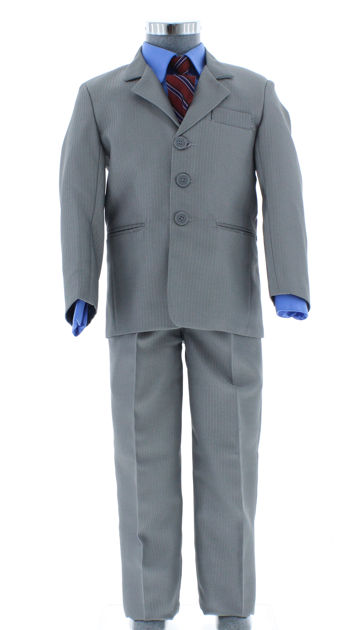 Traje de Niño Tres Piezas Color Gris 2378-B 2 a 18 Años.