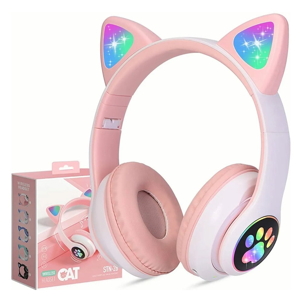 Audífonos Bluetooth De Orejas De Gato Para Niños