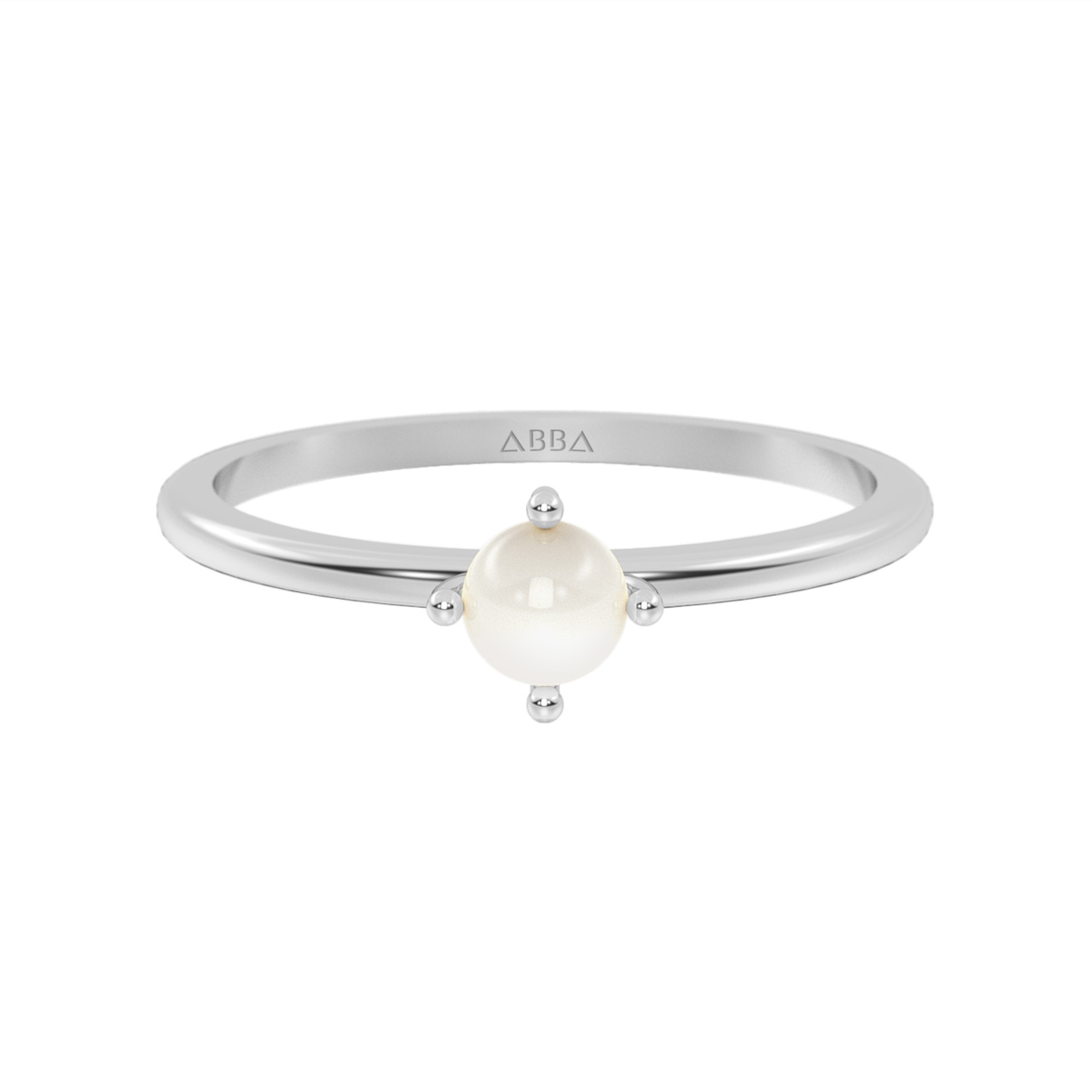 ANILLO DE PROMESA ORO BLANCO 10K PERLA ABBA JOYAS