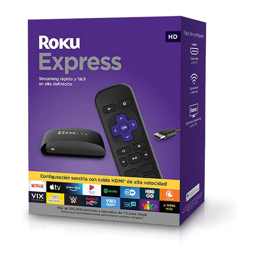 ROKU Express Dispositivo de Streaming HD con Cable HDMI de Alta Velocidad y Control Remoto Simple