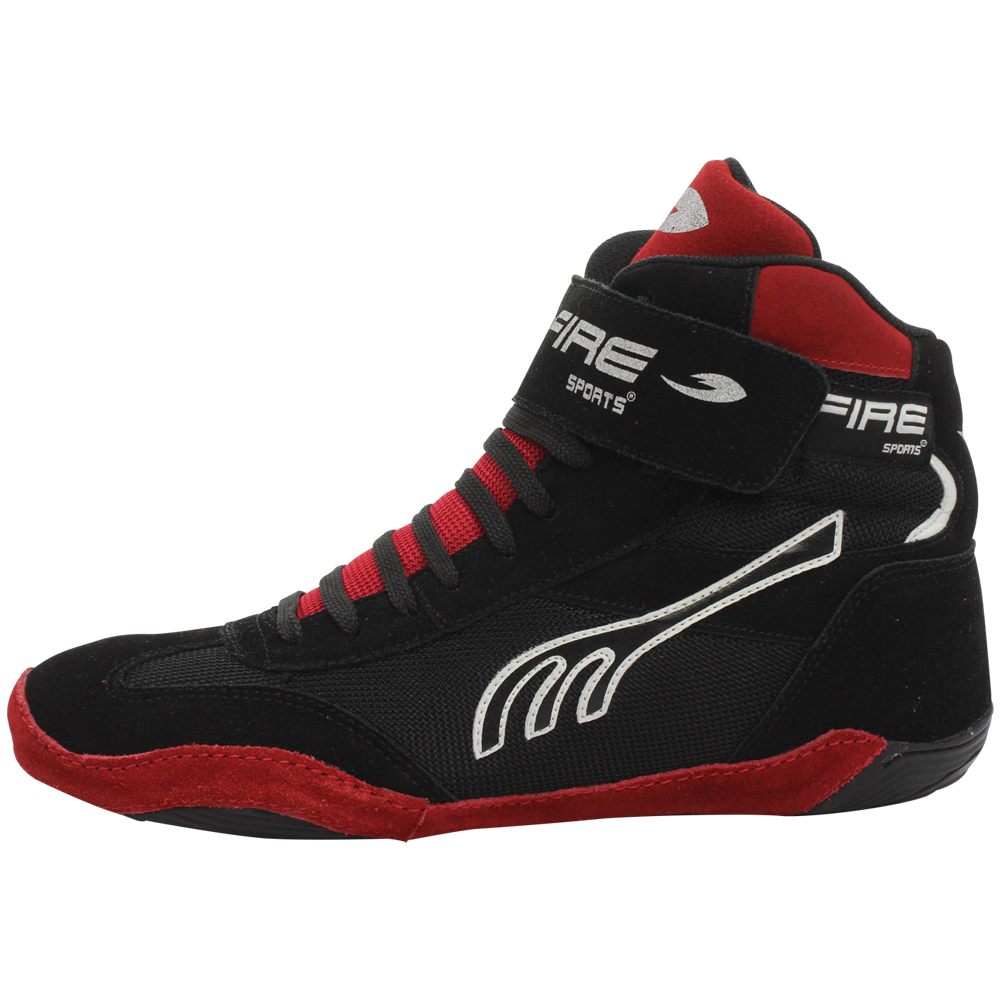 Par de Zapatillas Bota Fire Sports Box Boxeo MMA Luchas Negro/Rojo