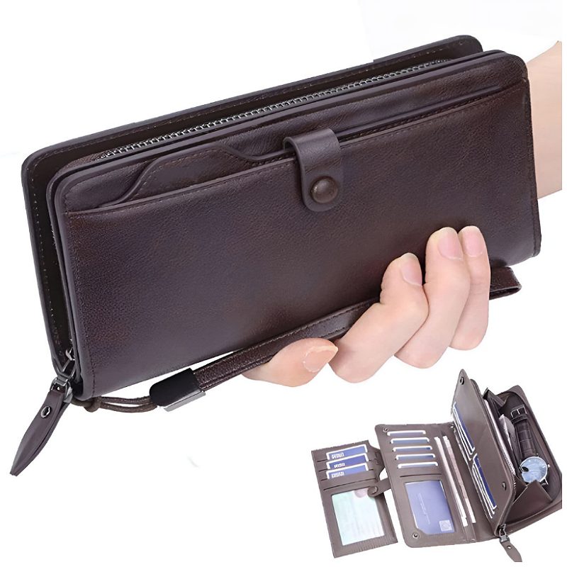 Cartera De Piel Gran Capacidad Rfid Para Hombres Mujeres unisex