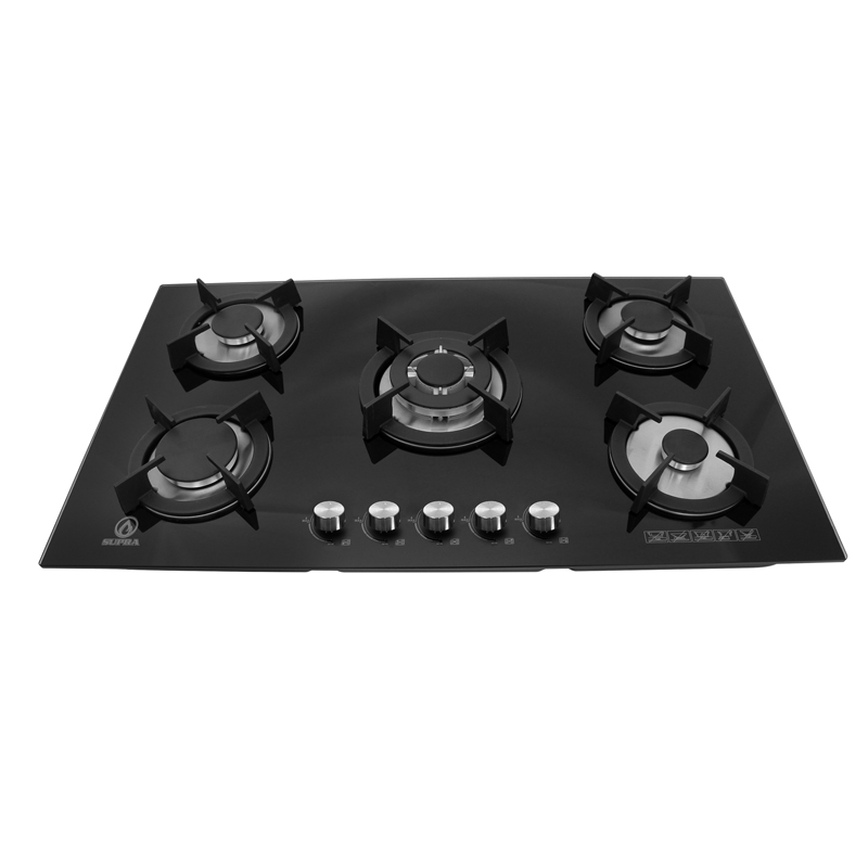 Parrilla de gas empotrable de 5 quemadores SUPRA ONIX parrilla a gas de 90cm con cubierta de cristal templado negro