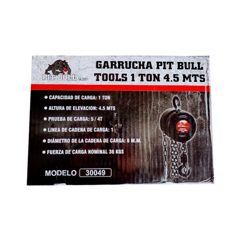 Garrucha 1 ton 4.5 mts de cadena polipasto, diferencial