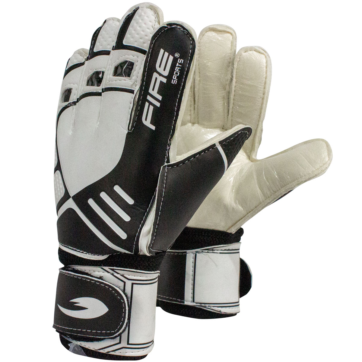 Par de Guantes de portero para fútbol Fire Sports con Varillas Color Blanco/Negro 