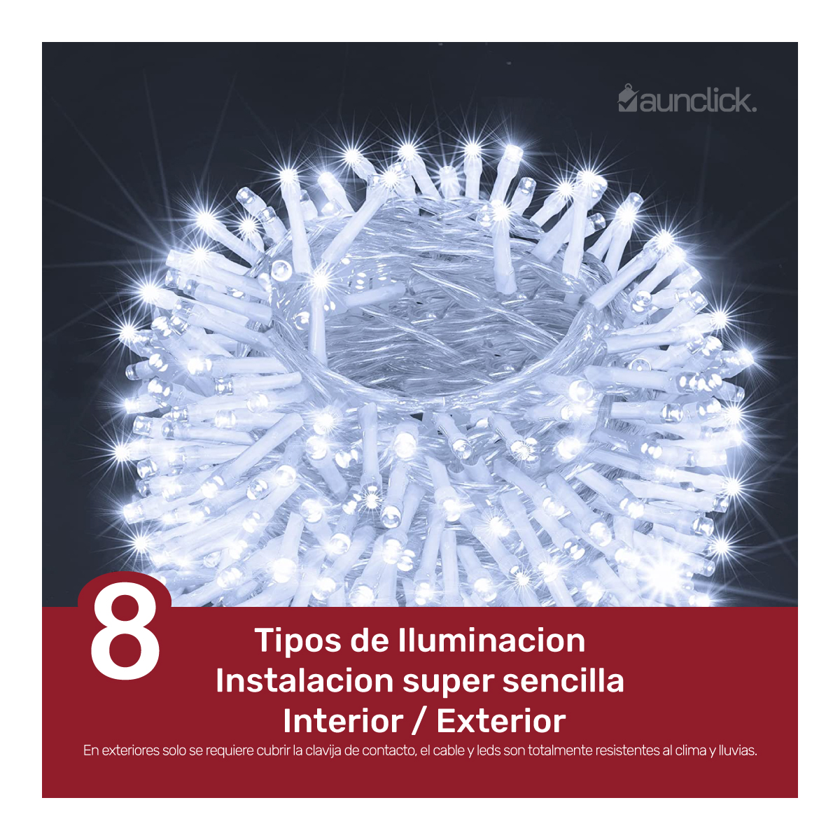 Serie Navideña Cascada Led 10 mts 500 Luces Navidad - Blanco Frio