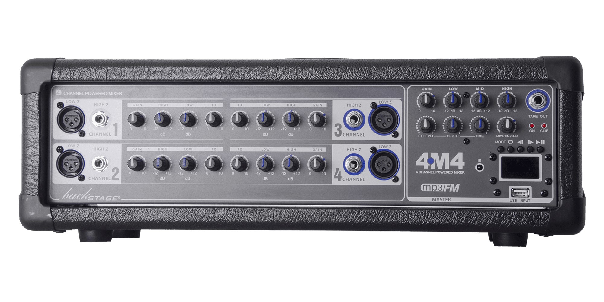 Consola amplificada BACKSTAGE 4m4 usb 4canales 400watts.