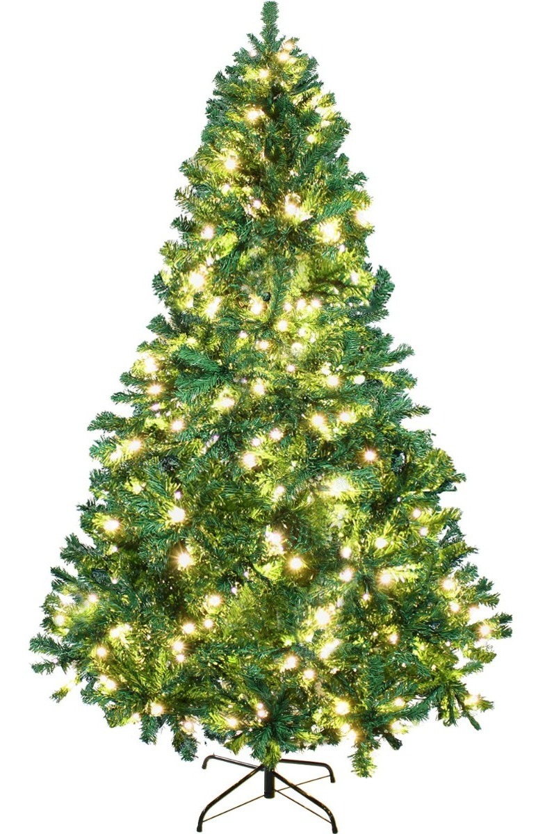 Arbol Navidad Verde Frondoso 2.20 Cm 1104 Ramas Luces Led