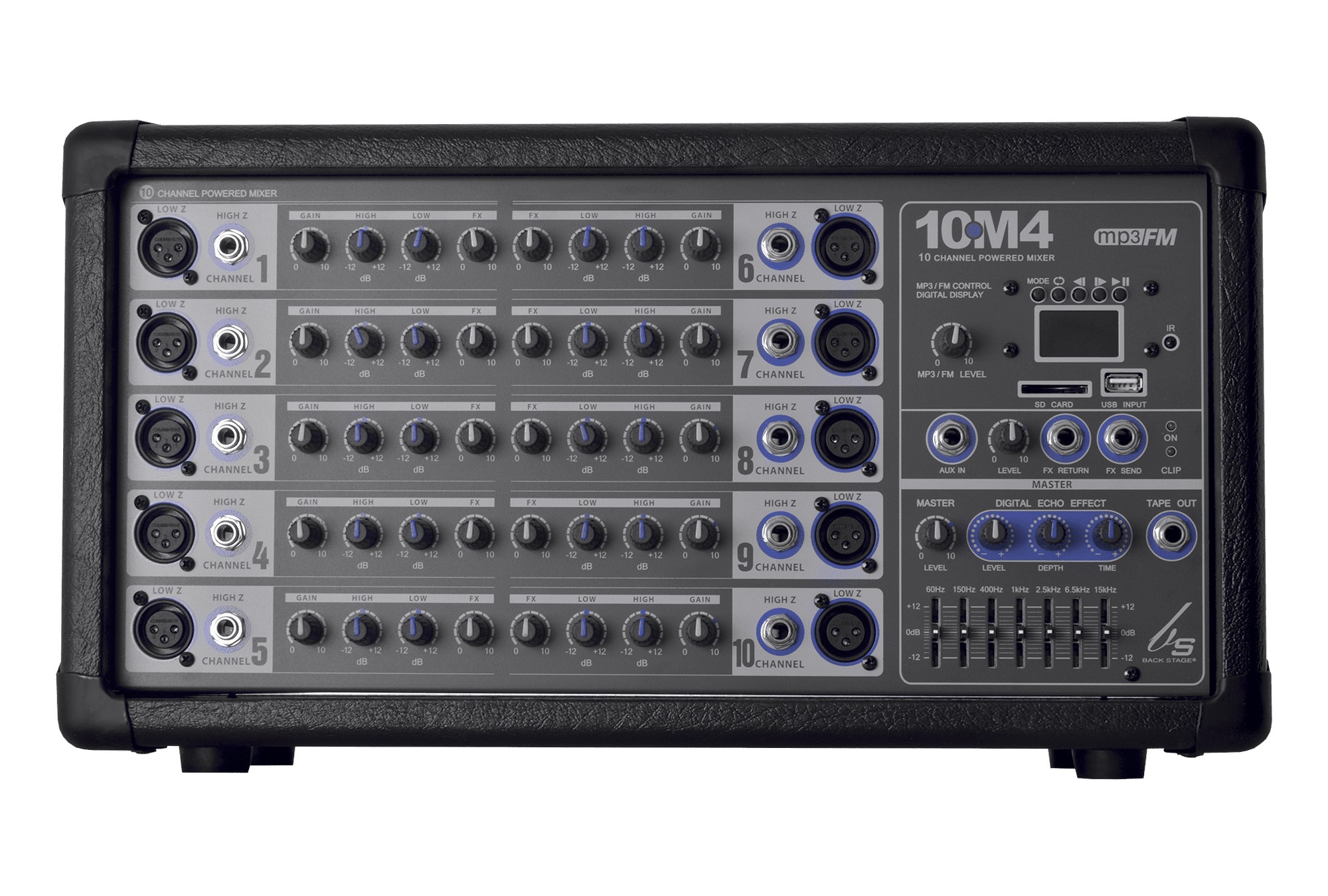 Consola amplificada BACKSTAGE 10m4 usb 10canales 400 watts.