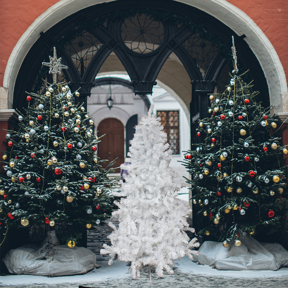 Árbol Navideño Blanco Artificial Cepillo 210 Cm Altura