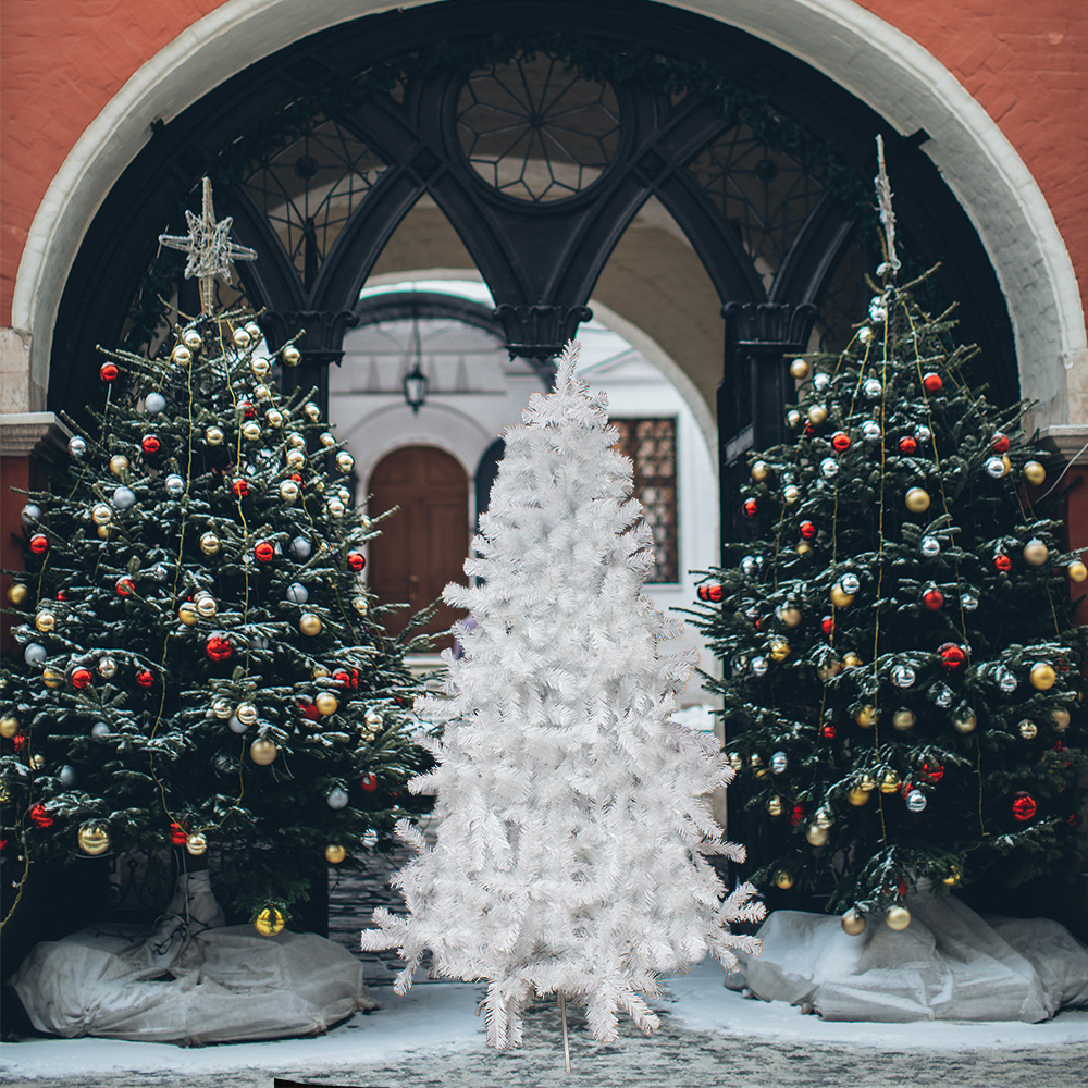 Árbol Pino De Navidad Blanco 180 Cm Cepillo Artificial