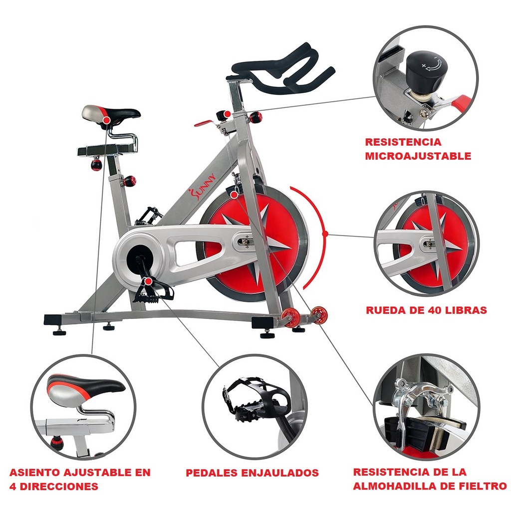 Bicicleta Fija Para Spinning Gris Y Roja