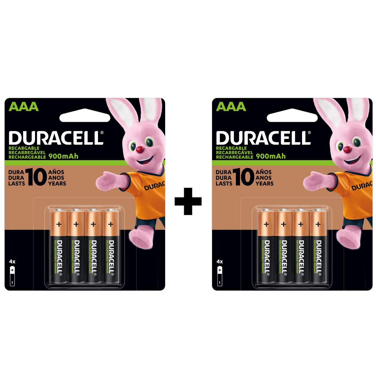 8 Pilas Baterías Recargables Duracell tamaño AAA de 900mah.