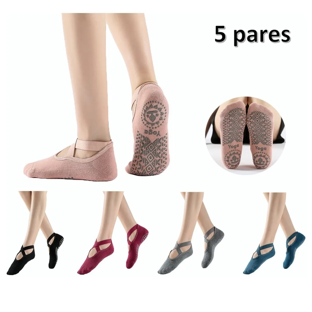 Calcetines De Yoga Danza Pilates Antiderrapantes 5 Pares