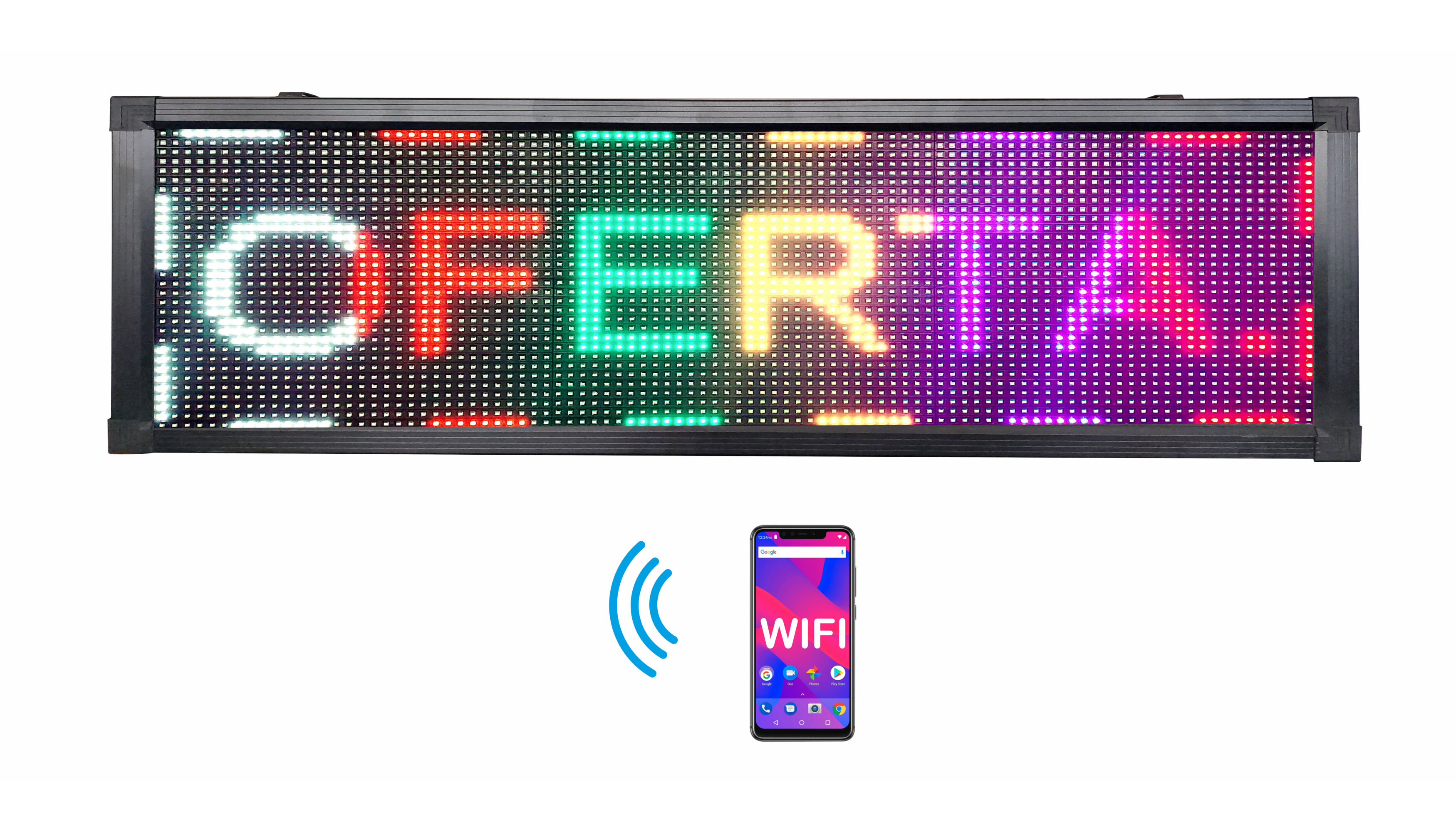 Letrero Led Programable Multicolor Por Wifi 100x40cm Para Publicidad, Facil de usar.