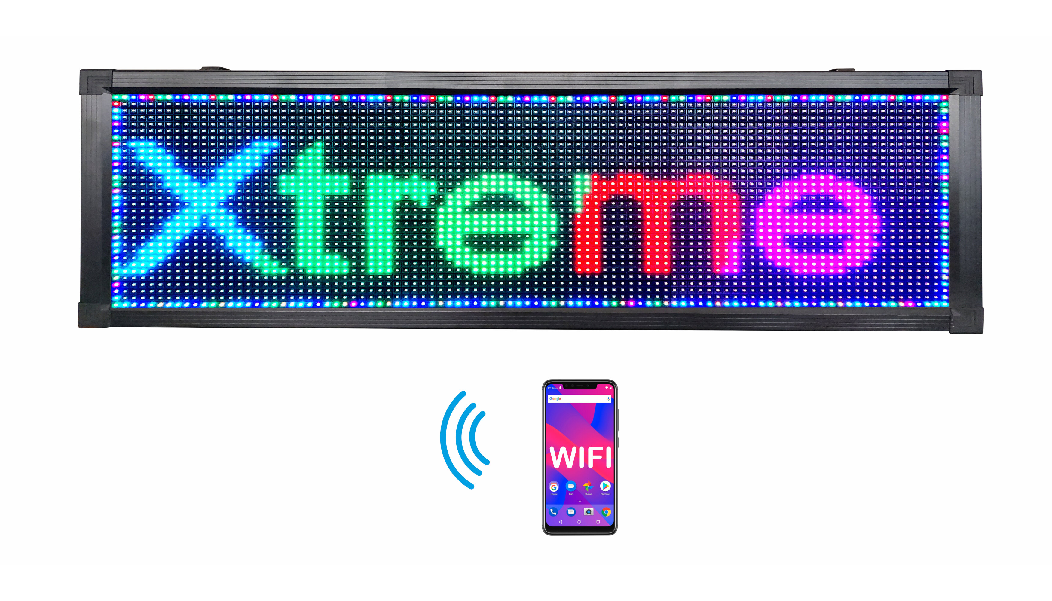 Letrero Led Programable RGB Por Wifi 100x40cm Para Publicidad, Facil de usar.