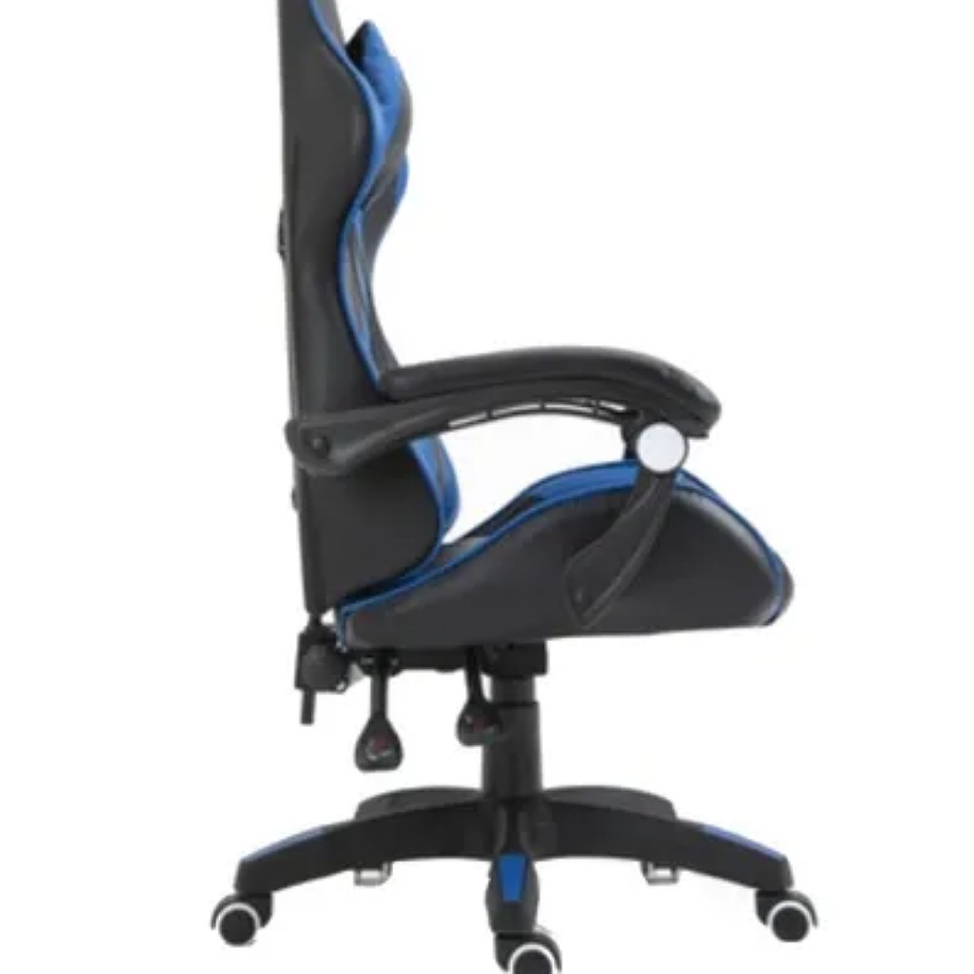 Silla de escritorio Tedge 435882 gamer ergonómica negra y azul con tapizado de cuero sintético