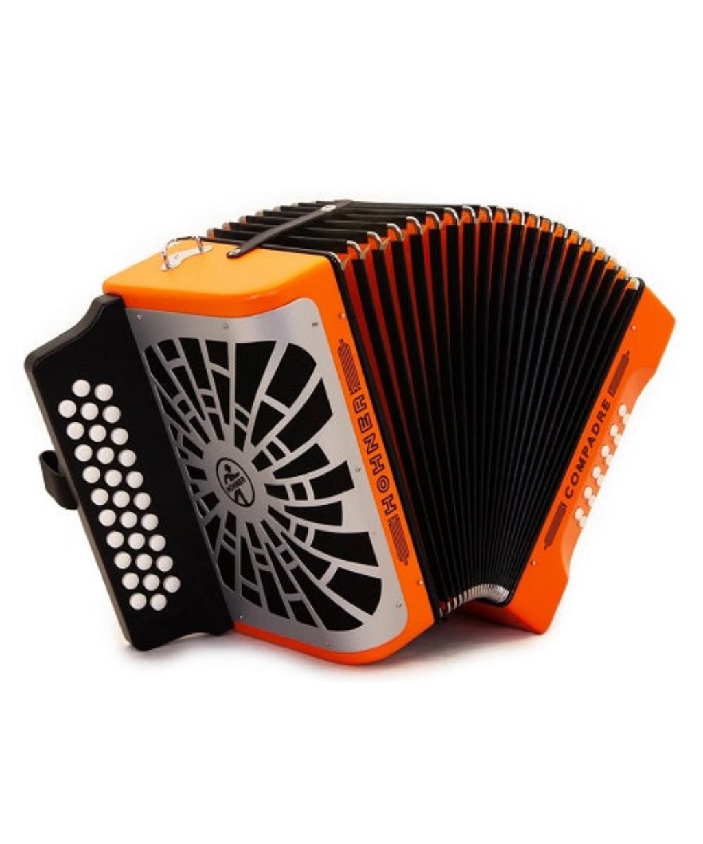 Acordeon Hohner Diatonico en Fa Compadre Naranja con Funda