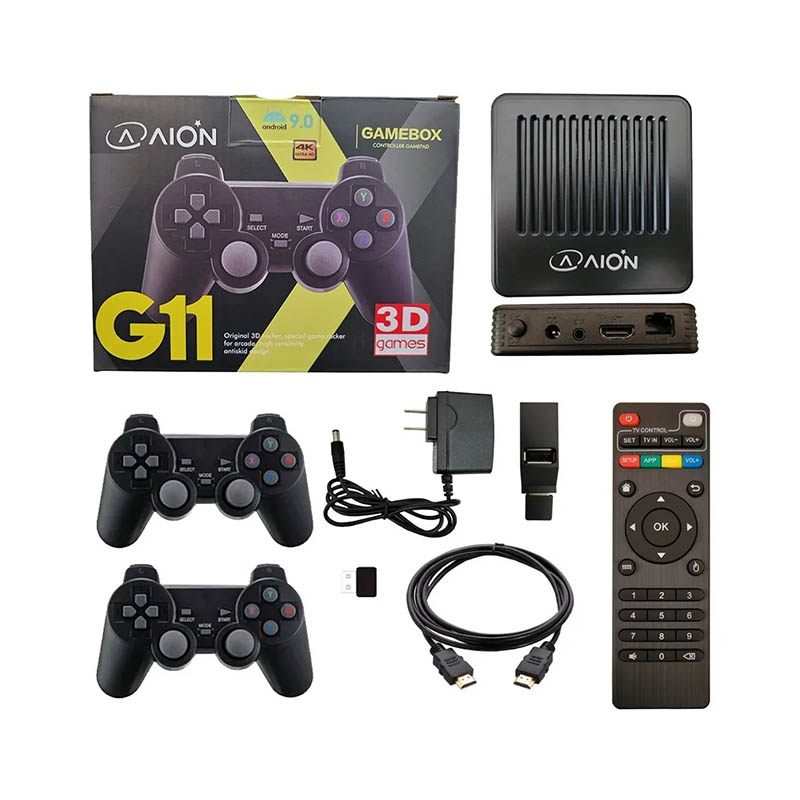 Consola TV Gamebox Player Aion Negro 3000Juegos 3D C/2 Controles 2GB DDR3 64GB Android 9.1 HDMI .