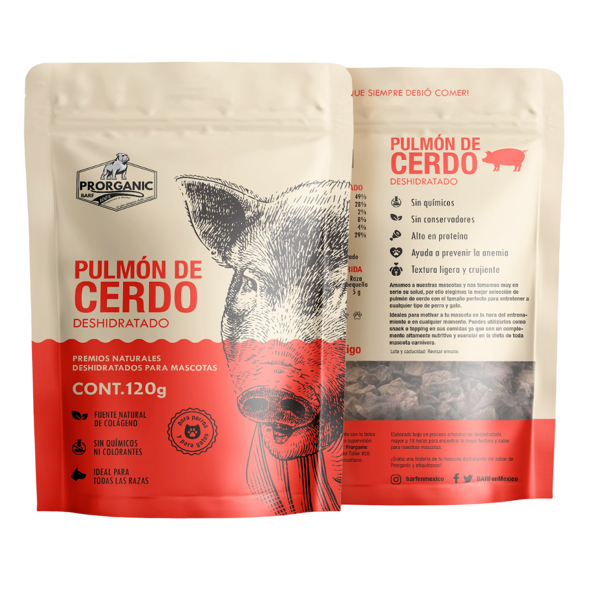 Pulmón de cerdo deshidratado 120 gr | Premios Deshidratados para el Entrenamiento