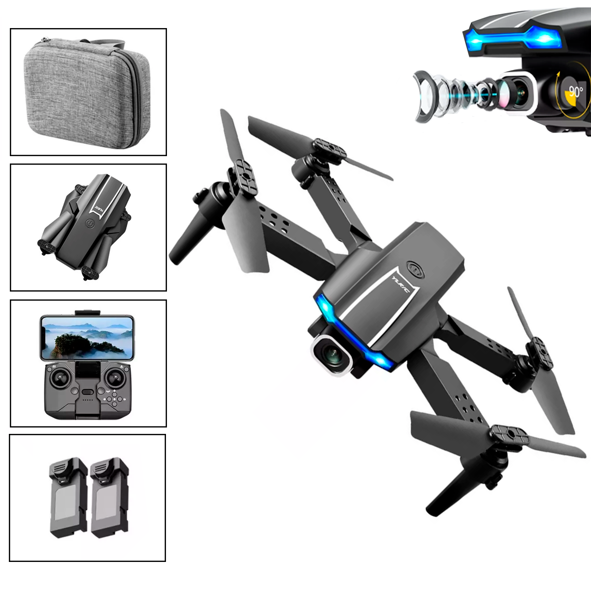 Mini Drone Portatil Plegable Con Camara Y 2 Baterias.