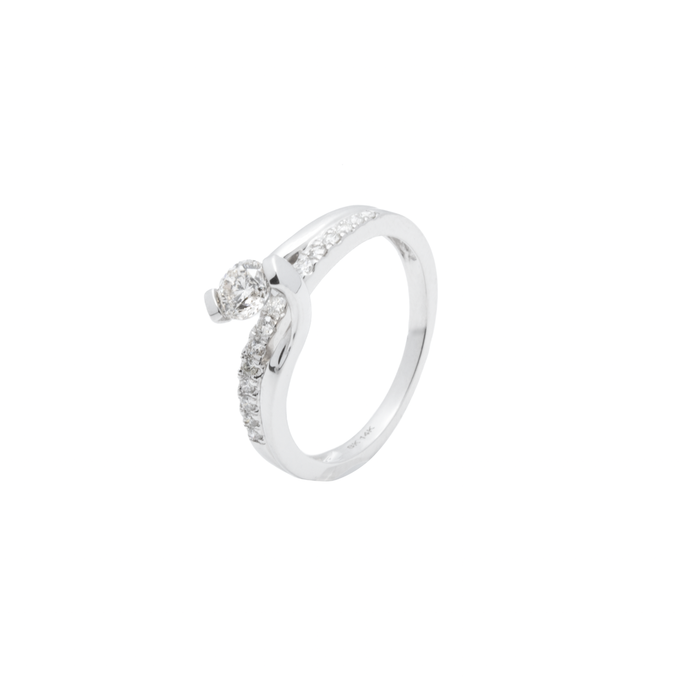 Anillo Diamante 50 Puntos Oro Blanco 14 Kilates.