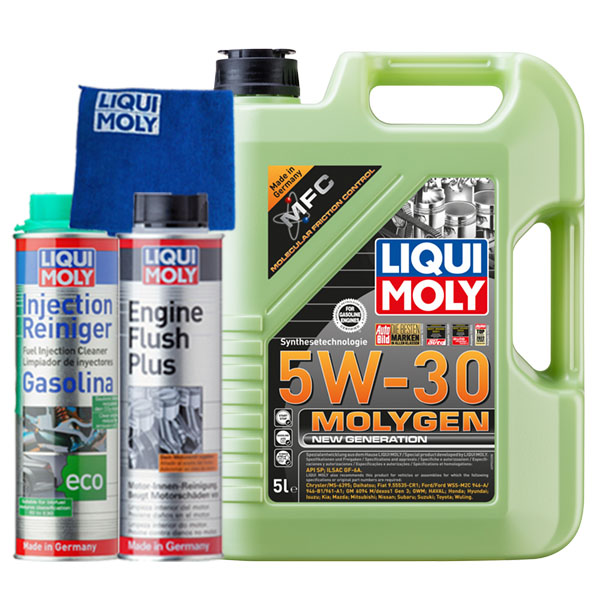 Kit de afinación Aceite Sintético 5w30 Liqui Moly, Molygen 5L + Microfibra de Regalo.