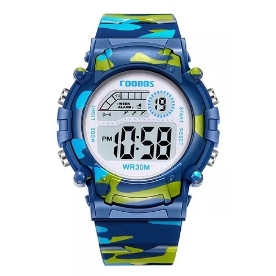 Reloj Infantil Led Niño Alarma Cronómetro Militar Camuflaje.