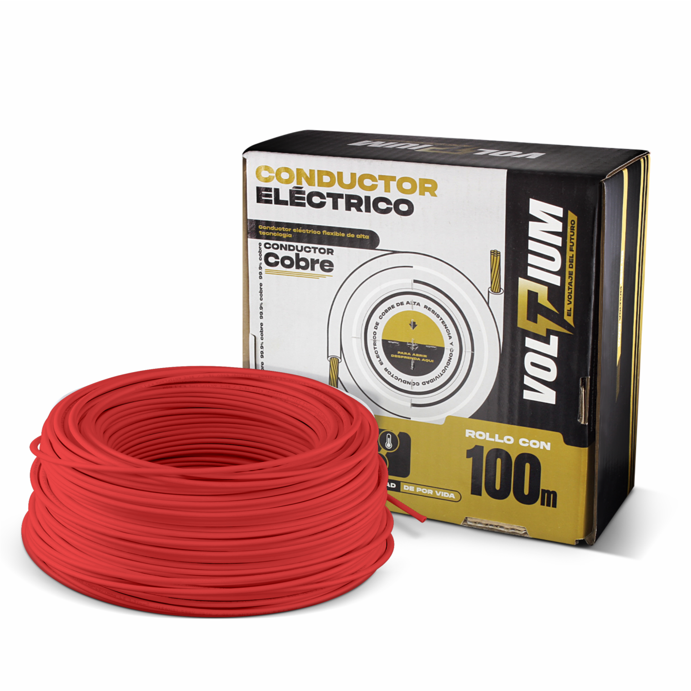 Cable Calibre 12 De Cobre Rojo Thw-ls / Thhw-ls 100 M Voltium