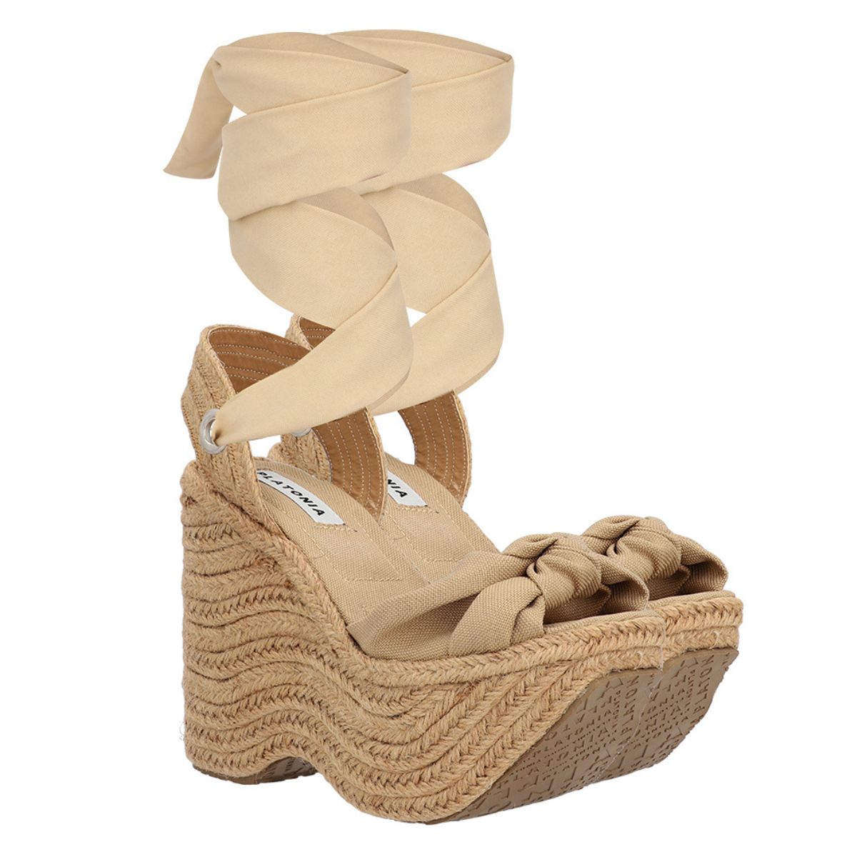 Alpargata De Plataforma Aesthetic Con Yute Lona Premium Beige Para Mujer Estilizada.