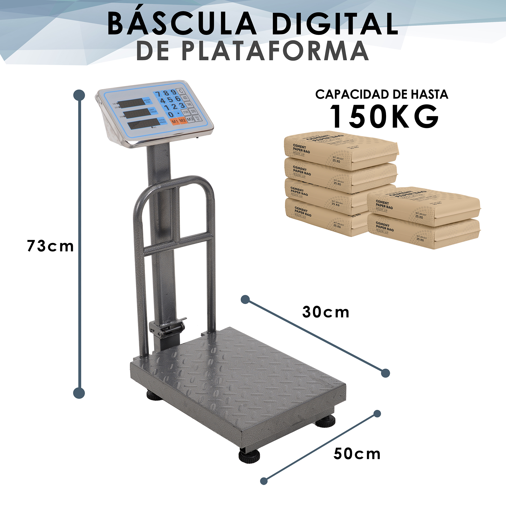 Básculas de paquetes - 200 kg/10 g - Báscula postal digital de alta precisión y resistente con función de retención/tara - Perfecta para paquetes, equipaje, uso industrial - Batería y cable incluidos