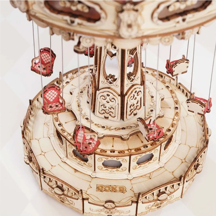 Rompecabezas 3D Madera Armable Carrusel De Columpios