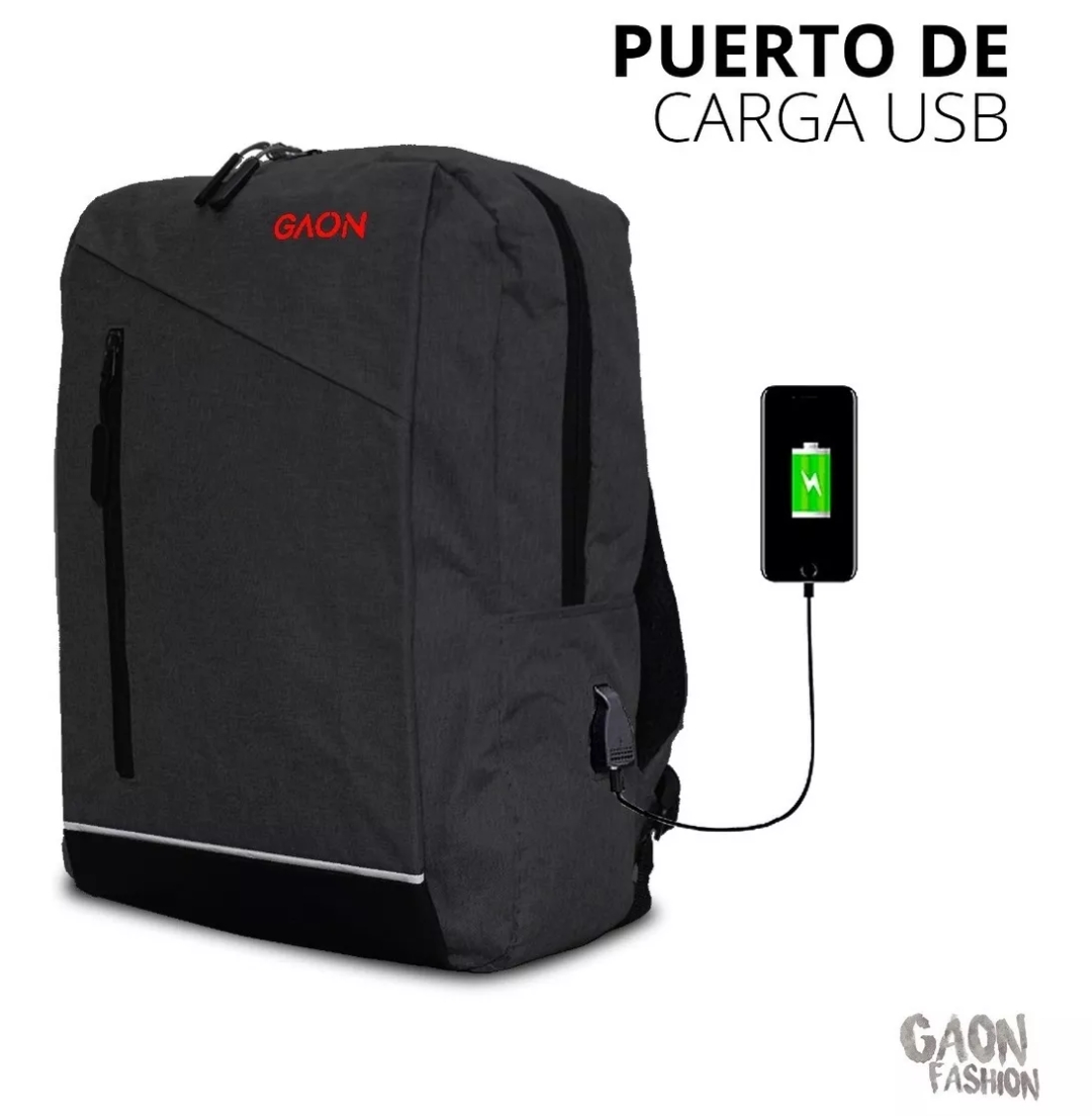 Mochila Escolar Bolsa Bandolera Backpack De Hombre Y Mujer Gaon negra.