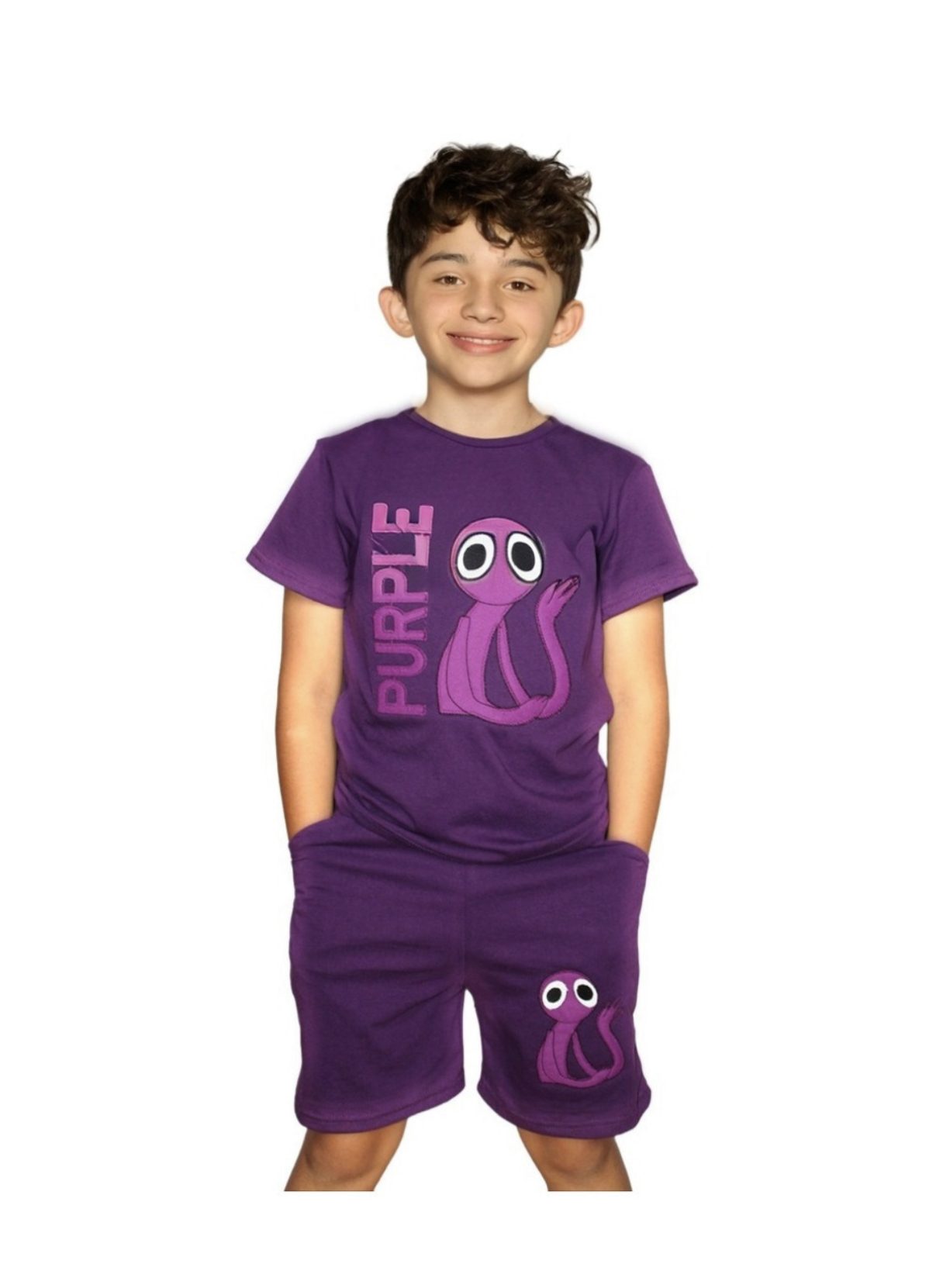 Playera Y Short De Purple Morado RoBlox Rainbow Friends talla grande, FUNBU