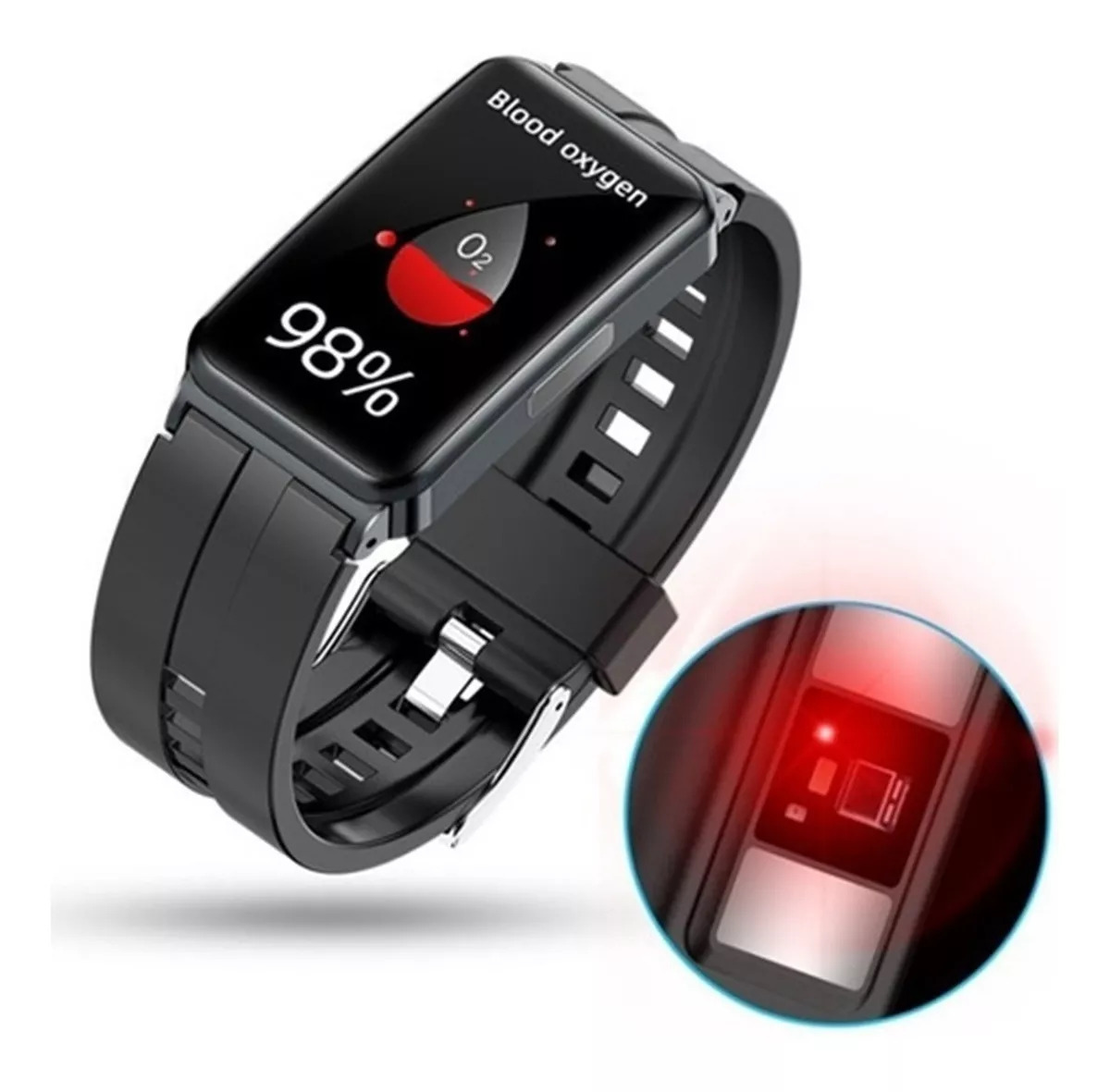 Smart Watch Ep01 Mide Glucosa Ecg Hr Bp Bpo2 NEGRO FRALUGIO