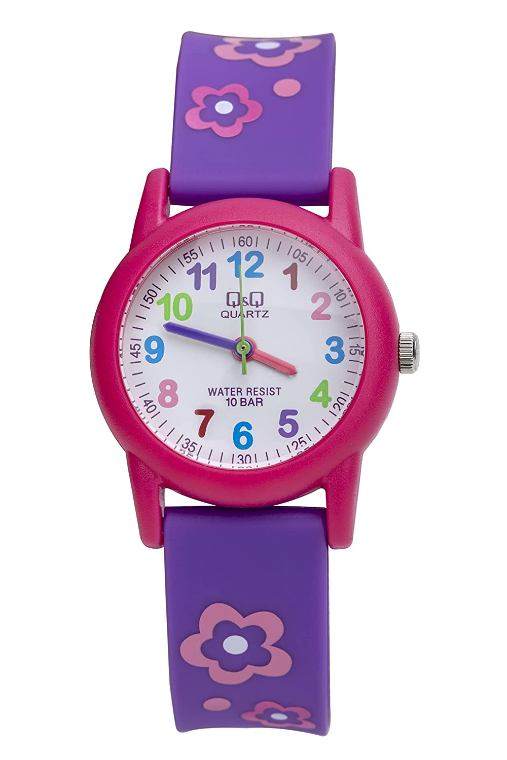 Reloj Infantil Para Niña Q & Q Análogo Rosa Morado Vr99j001y