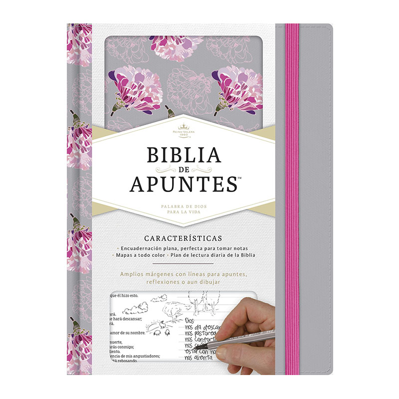 Biblia Rvr 1960 De Apuntes, Gris Y Floreado Tela Impresa