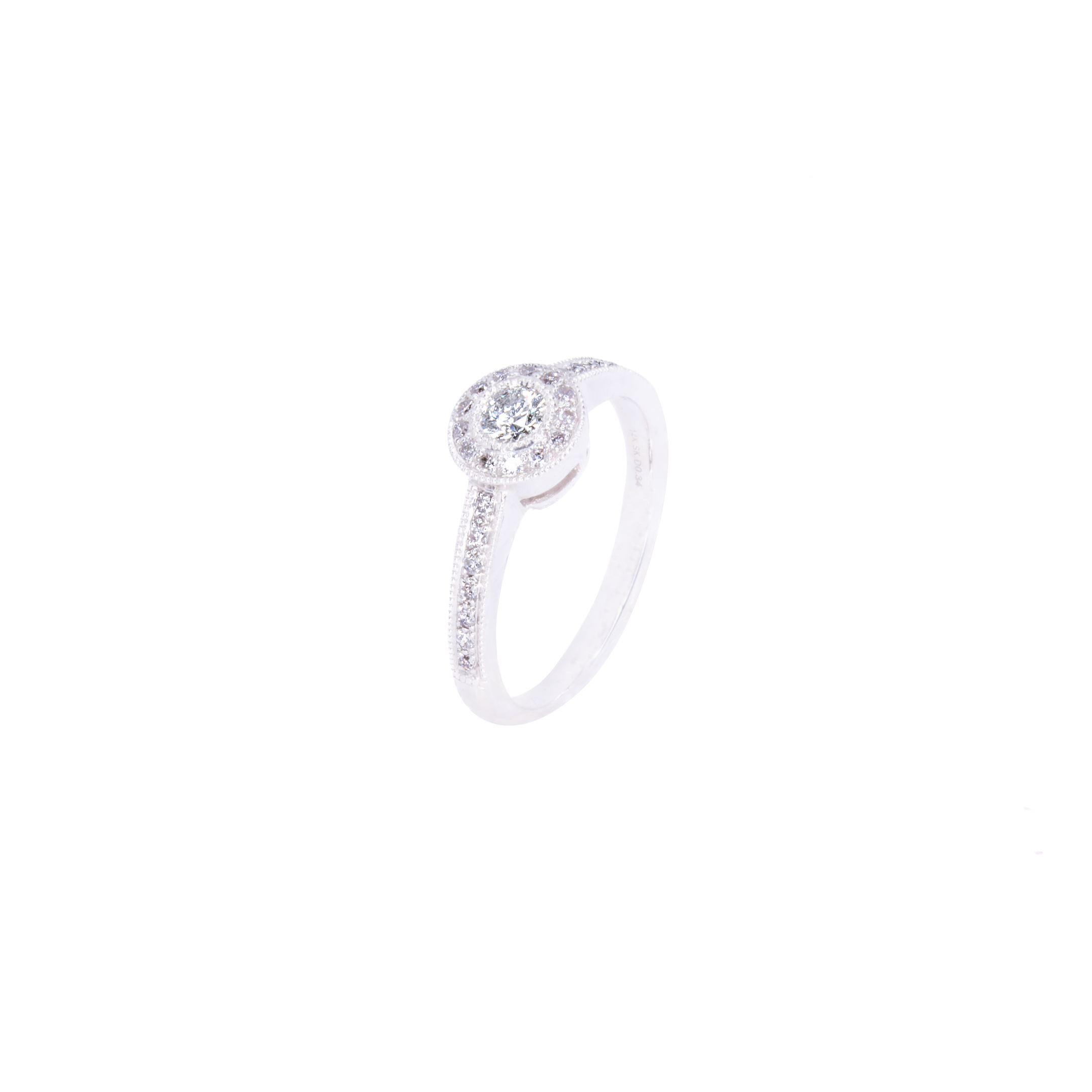 Anillo con Diamantes 33 Puntos Oro Blanco 14 Kilates. 