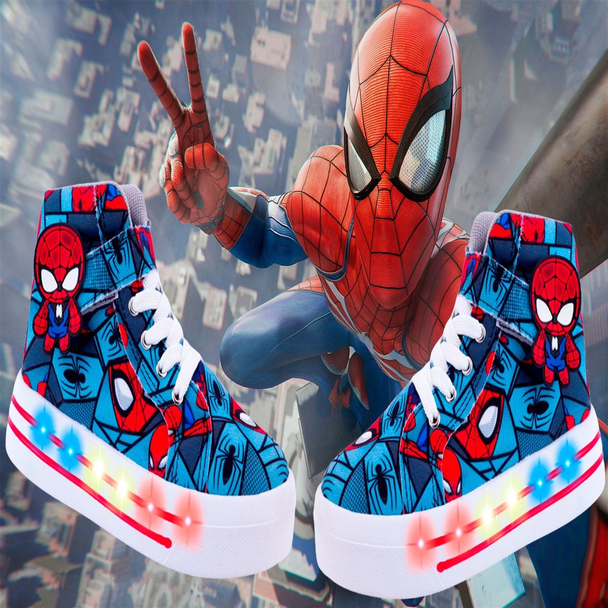 Marvel Spiderman - Niño - Zapatillas Deportivas Con Luces LED