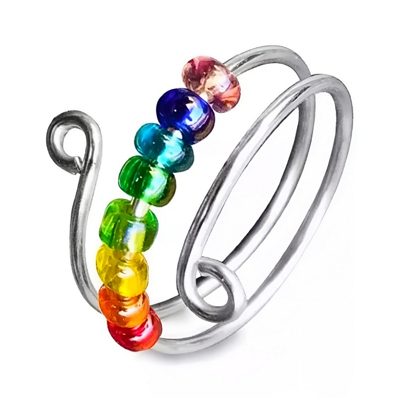 Ajustable Anillo Arcoiris Anti-ansiedad Cuentas Giratorias