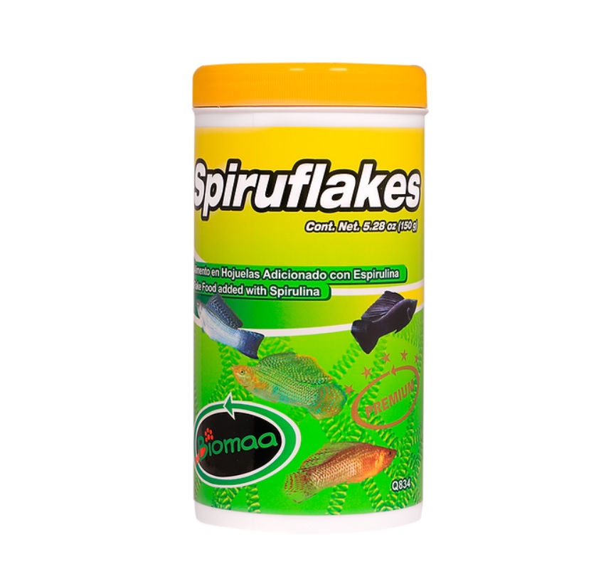 Spiruflakes Alimento en Hojuela para Peces 150g - Biomaa